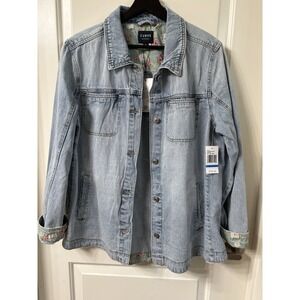 NWT!! Cottagecore Jean Denim Jacket With Floral Accents Size XL Spring